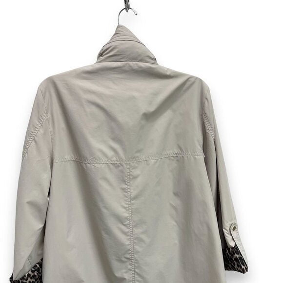 JM Collection Women Windbreaker Rain Jacket Hooded Drawstring Cheetah Print - Picture 4 of 13